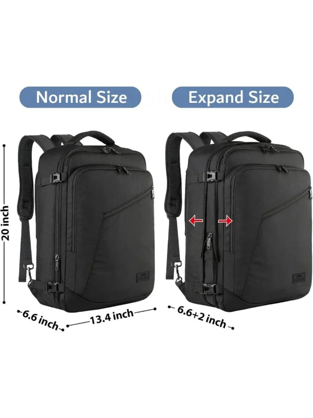 Expandable 45L Travel Backpack - Large Carry-On Bag for Men & Women, Perfect for